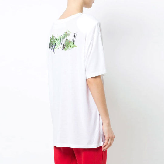 (WMNS) Off-White Printed Back Slit Crewneck Oversized T-shirt White OWAA035R184040060140