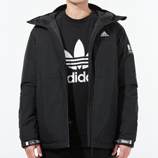 adidas Snw Down Jkt Drawstring hooded Casual Stay Warm Down Jacket Black H13869