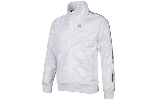 Air Jordan Jumpman Stand Collar Printing Athleisure Casual Sports Knit Jacket White AR4461-100