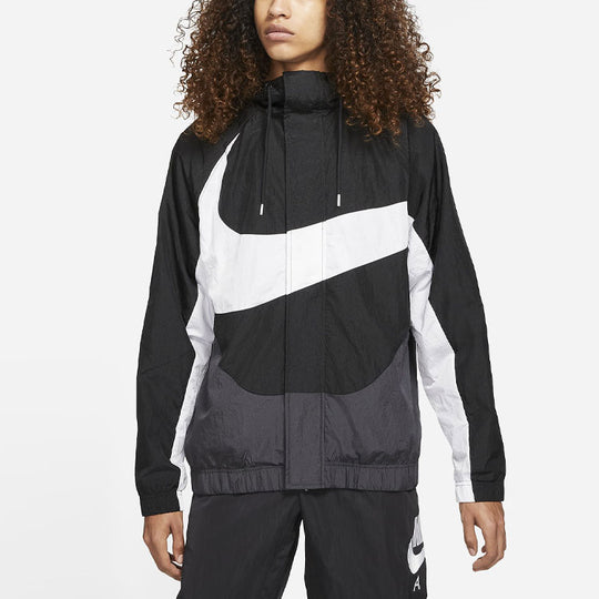 Nike Sportswear Swoosh Large Logo Printing Colorblock Hooded Jacket Bl