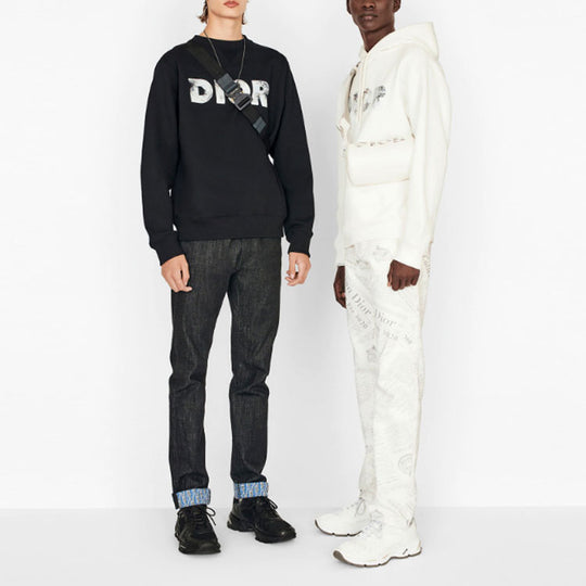 DIOR SS20 Daniel Arsham Faded 3D Logo Print Crewneck Sweatshirt For Men Black 023J604A0531-C988