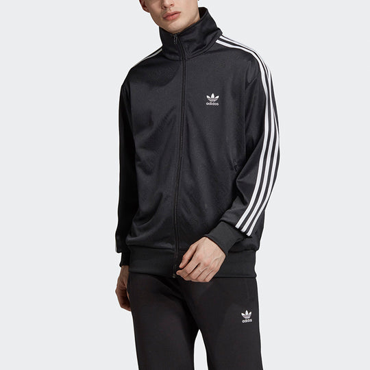 adidas originals Stand Collar Athleisure Casual Sports Stripe Jacket Black ED7051