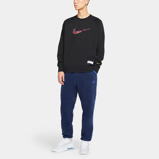 Nike Sportswear Front Swoosh Casual Sports Crew-neck 'Black Red' DH1381-010