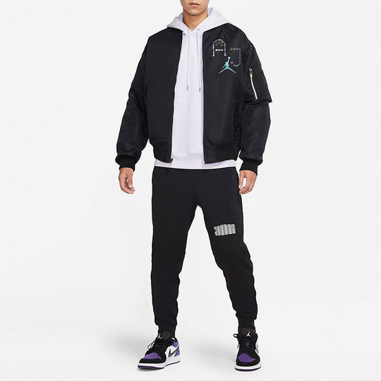 Men's Jordan Casual Sports Logo Printing Padded Black Jacket DN4172-010 Padded Clothes - KICKSCREW