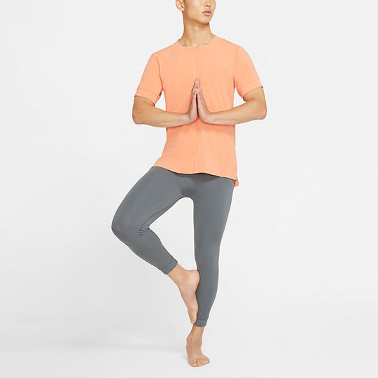 Nike Yoga Dri-FIT Sports Quick Dry Short Sleeve Orange BV4035-835
