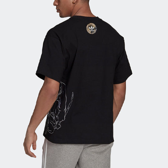 adidas originals Artist Tee Ss White Embroidered Sports Round Neck Short Sleeve Black HA4694