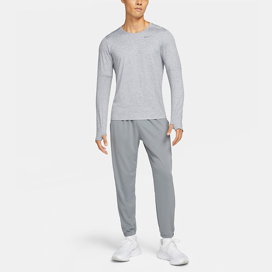 Men's Nike Reflective Logo Training Sports Running Long Sleeves Light Grey T-Shirt DD4755-084