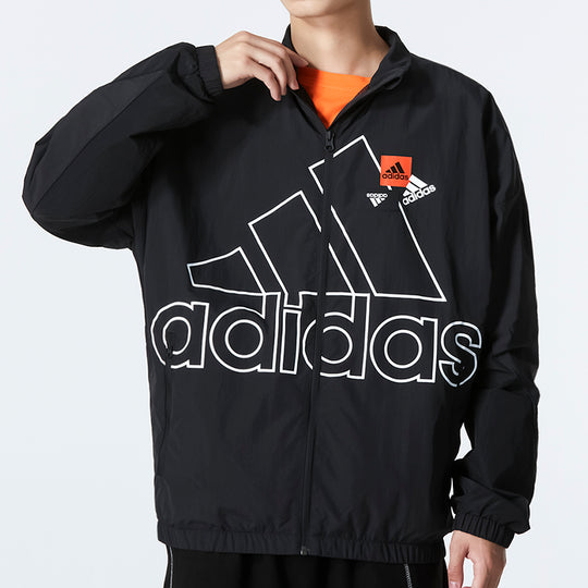 Men's adidas Mh Bp3 Wvjkt Large Logo Athleisure Casual Sports Woven Jacket Autumn Black HP1433