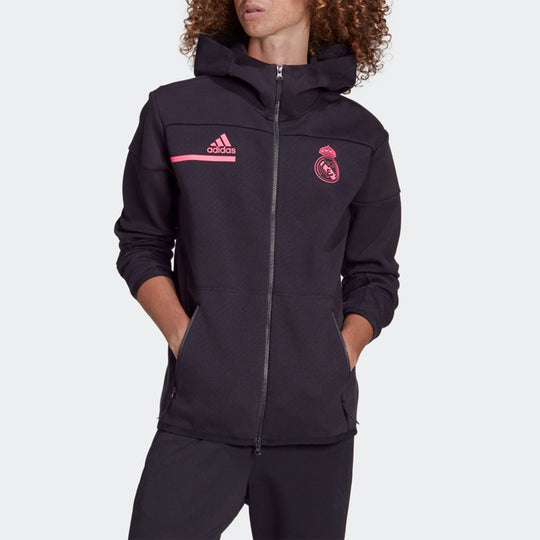 adidas Real Zne Real Madrid Soccer/Football Sports Hooded Jacket Black GN4983