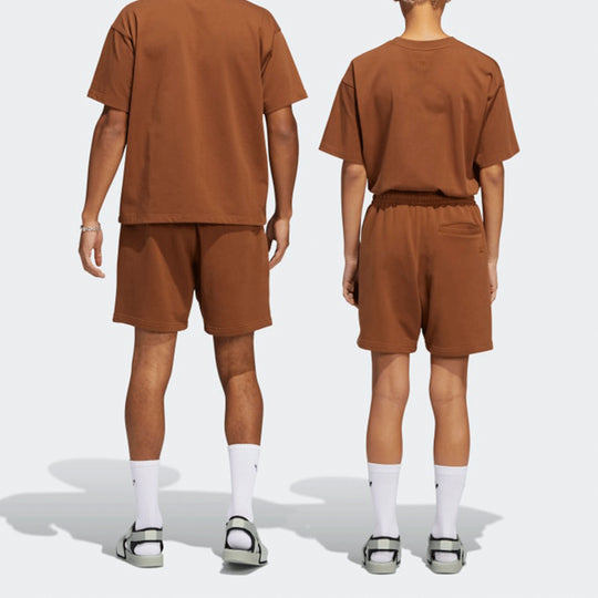 adidas originals x Pharrell Williams Crossover Solid Color Logo Basic Sports Shorts Brown HF9930