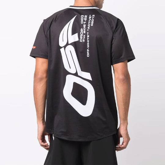 Men's OFF-WHITE FW21 Logo Printing Round Neck Short Sleeve Black T-Shirt OMVA021I21FAB0011001 T-shirts - KICKSCREW