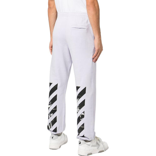 Men's OFF-WHITE SS22 Iconic Twill Printing Sports Pants/Trousers/Joggers Version Light Grey OMCH029F22FLE0043610