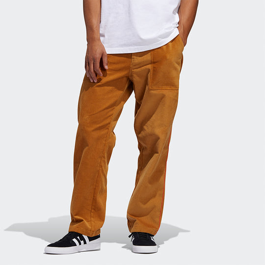 Men's adidas originals Corduroy Loose Sports Straight Brown Casual Pants/Trousers FM1387