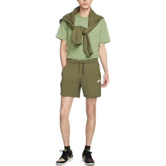 Nike Solid Color Minimalistic french terry Casual Shorts Olive Green DQ4596-222