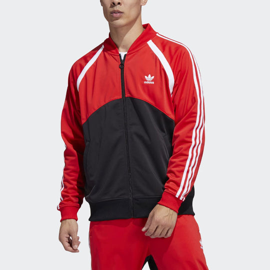 adidas Contrasting Colors Stripe Sports Jacket Red/Black HC2076