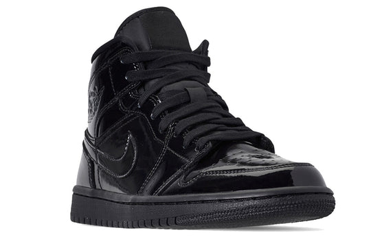 (WMNS) Air Jordan 1 Mid Patent SE 'Triple Black' BQ6472-002 Retro Basketball Shoes  -  KICKS CREW