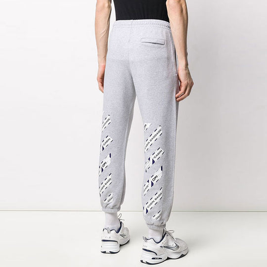 Men's OFF-WHITE Logo Printing Bundle Feet Sports Pants/Trousers/Joggers Light Grey OMCH022S20E300030788 Sweat Pants - KICKSCREW