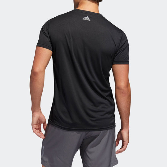 Men's adidas Running Sports Fashion Short Sleeve Black T-Shirt DQ1986