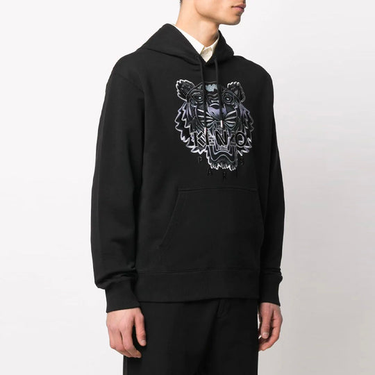Men's KENZO SS21 Pattern hooded Pullover Long Sleeves Black FB55SW3164XG-99