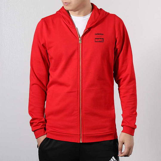 adidas neo x MARVEL Crossover Back logo Casual Sports Hooded Jacket Red EA0322
