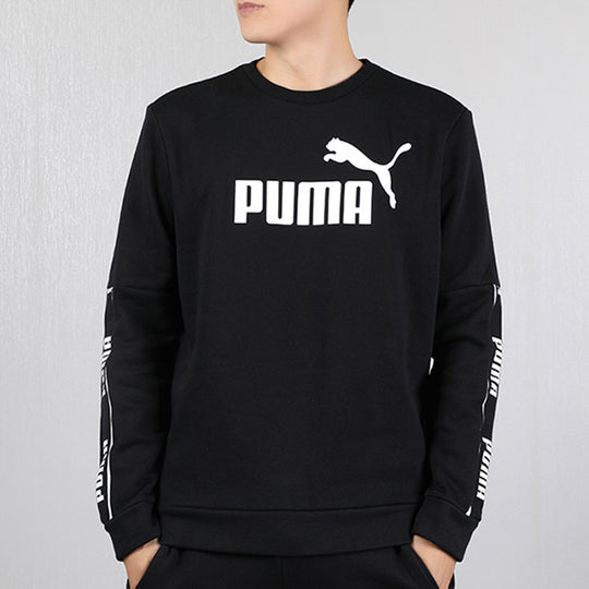Men's PUMA Fleece Lined Stay Warm Casual Sports Round Neck Pullover Black 580429-01