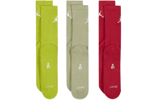 Air Jordan Everyday Max Crew Sports Socks 'Red Olive Green Grey' SX5545-300