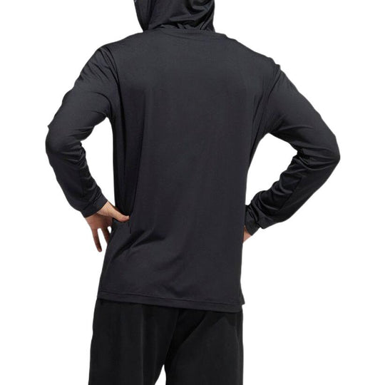 adidas Solid Color Alphabet Hooded Long Sleeves Hoodie Men's Black HI1383