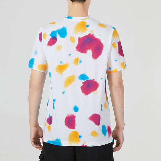 Men's Nike Tie Dye Geometry Pattern Casual Round Neck Short Sleeve White T-Shirt DQ1068-100
