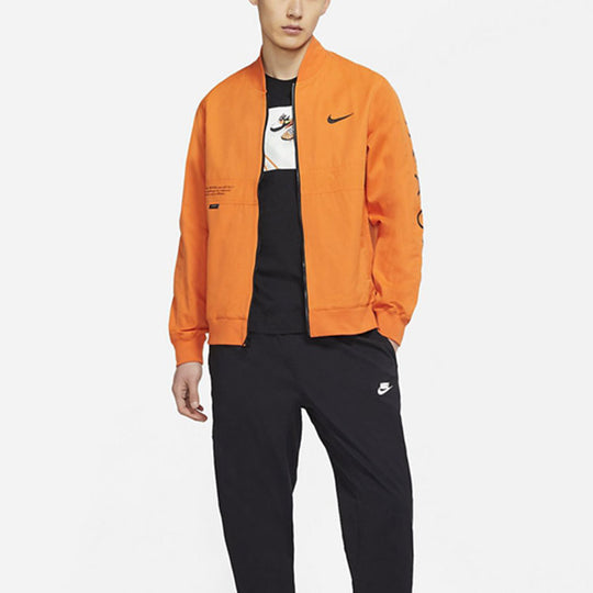 Nike Sportswear Swoosh Logo Printing Sports Jacket Orange DJ5368-801