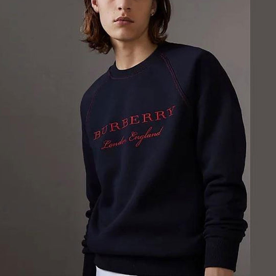 Burberry Logo Embroidered Hoodie Deep Blue 40529791