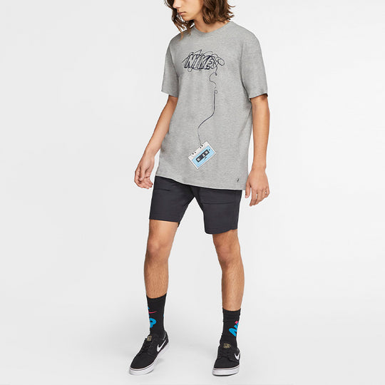 Nike SB Skateboard Sports Skateboard Printing Pattern Round Neck Pullover Short Sleeve Gray CD2085-063