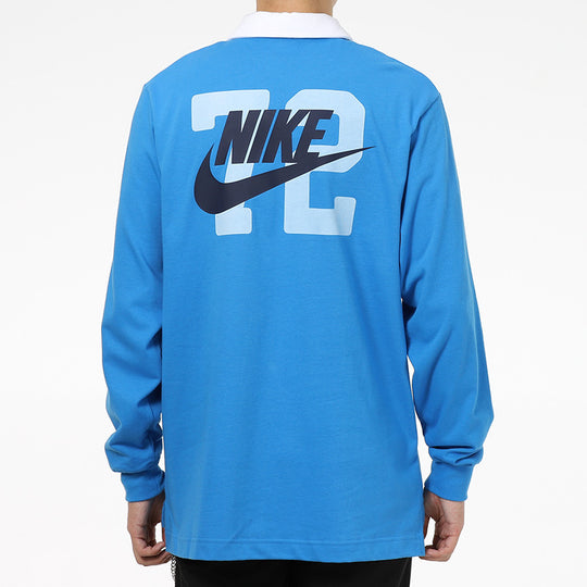 Nike Sportswear Sports Printing Knit Long Sleeves Polo Shirt Blue DD6180-435