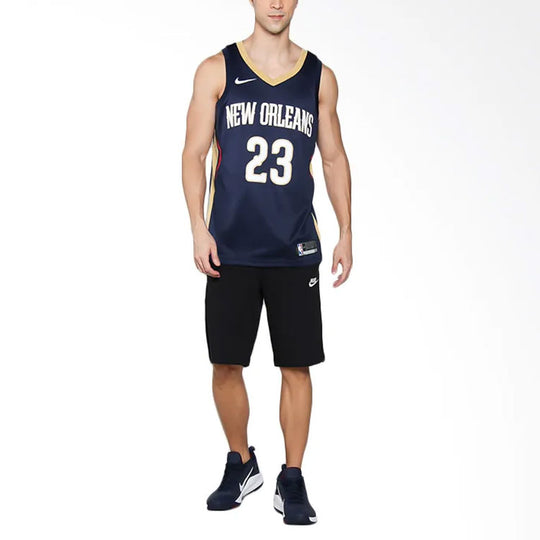 Nike Anthony Davis Icon Edition Swingman Jersey SW 'Dark Blue Gold' 864493-419