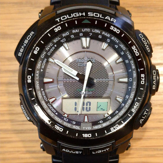 Men's CASIO PRO TREK Series Black Outdoor Solar Energy Waterproof 49.3mm Resin Strap Watch Solar Powered Mens PRG-510-1
