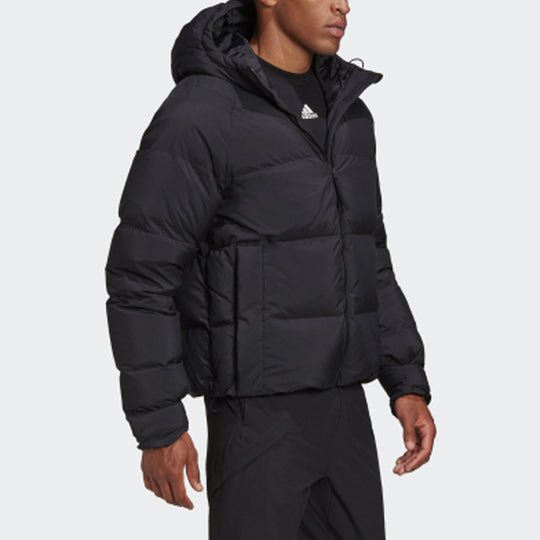 adidas Puffer Down Jkt Outdoor Sports hooded down Jacket Black FT2484