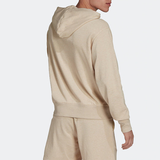 Men's adidas Botandye Logo Micro Mark Solid Color Hooded Casual Pullover Light Grey HE3070