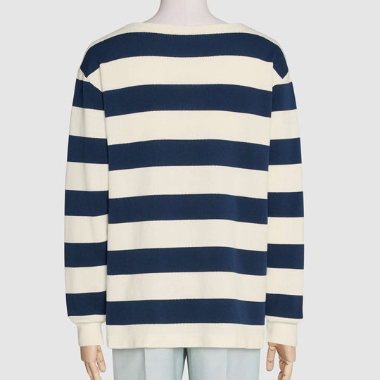 Gucci Striped Cotton Knit Sweater For Men Blue 626048-XKBE5-9222