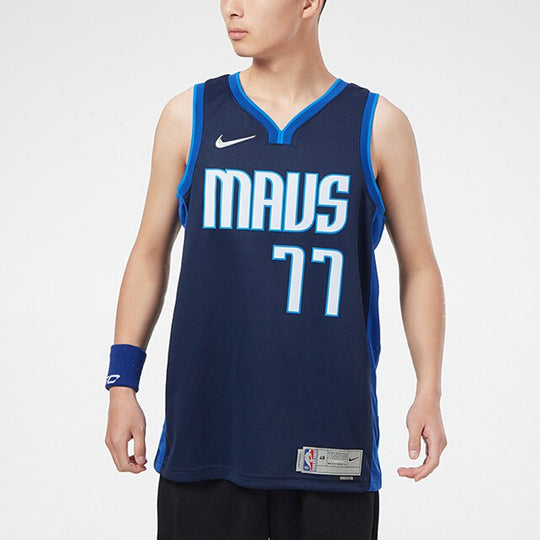 Nike NBA Retro Basketball Jersey/Vest SW Fan Edition Version Dallas Mavericks Doncic No. 77 Navy Blue CW6806-419