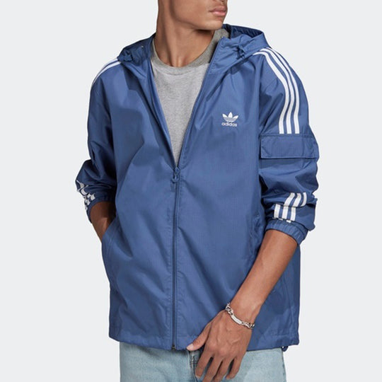 adidas originals 3-stripes Wb Fz Woven Hooded Jacket Blue GN3469