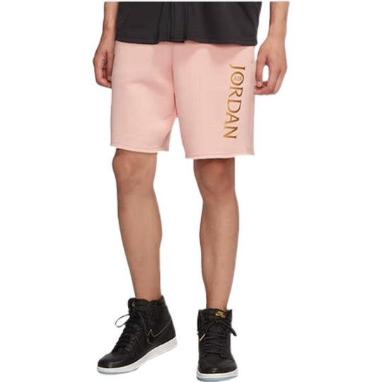 Air Jordan Gold Color Alphabet Loose Sports Shorts Pink AV0693-623