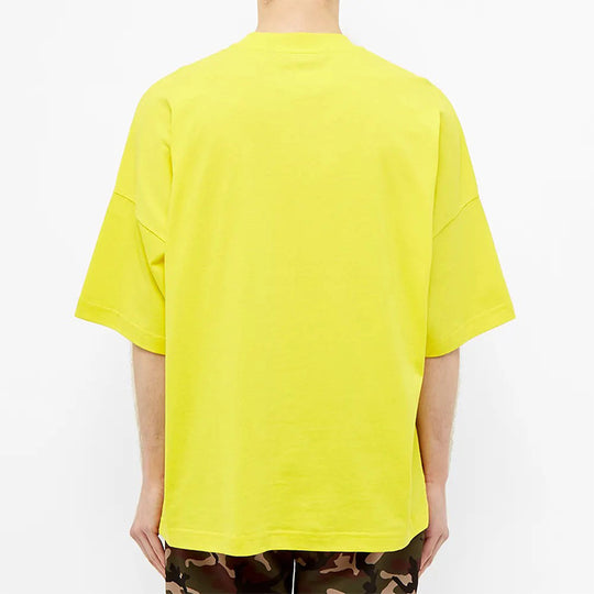 Men's PALM ANGELS Printing Large Loose Version Short Sleeve Yellow PMAA041R204130326088