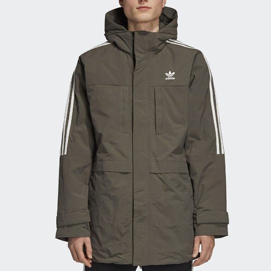 adidas Duck Down Full Zip Hooded Grey Parka Jacket DH5027