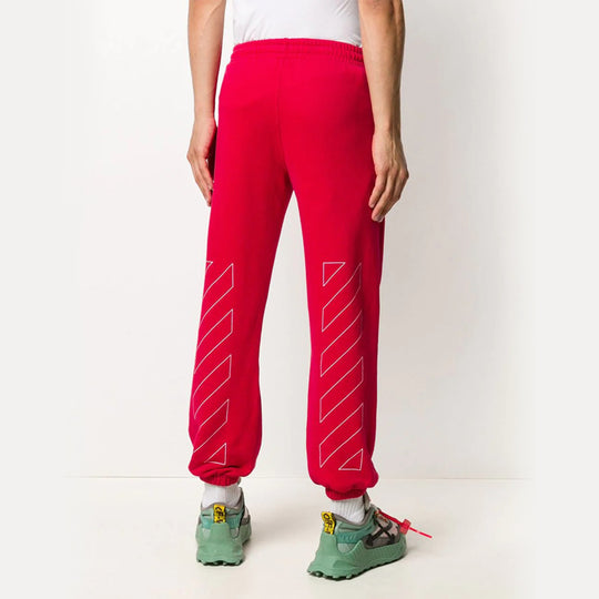 Men's OFF-WHITE Embroidered Logo Bundle Feet Sports Pants/Trousers/Joggers Red OMCH030F20FLE0012501 Sweat Pants - KICKSCREW
