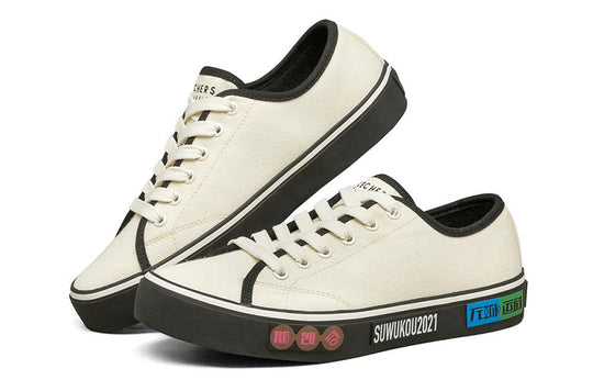 (WMNS) Skechers V'lites Fashion Canvas Shoes White 66666347-OFWT