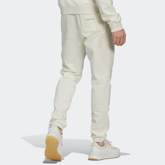 Men's adidas Solid Color Logo Lacing Bundle Feet Sports Pants/Trousers/Joggers Autumn White HG2066