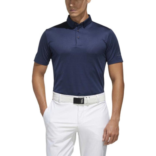 adidas Solid Color Casual Short Sleeve Polo Shirt Blue FJ3794