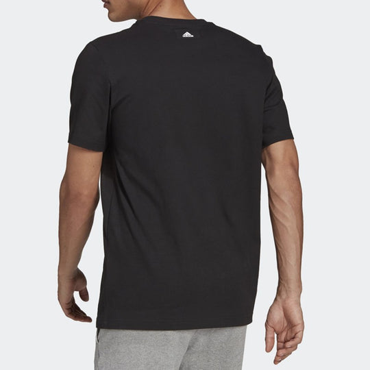 adidas 3bar Logo Tee Logo Printing Sports Round Neck Short Sleeve Black GU3643