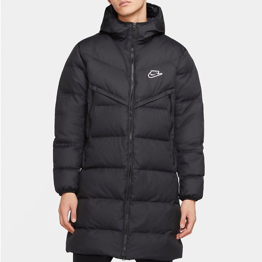 Nike Sportswear Down-fill Windrunner Stay Warm Windproof mid-length hooded down Jacket Black CU4409-010