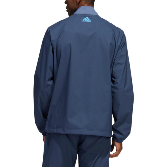 Men's adidas Prov Jacket Logo Printing Zipper Golf Sports Blue HF9188