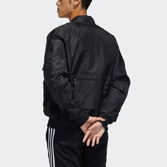 adidas originals Solid Color Multiple Pockets Casual Sports Jacket Black H07081